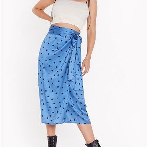 Blue Polka Dot Midi Skirt